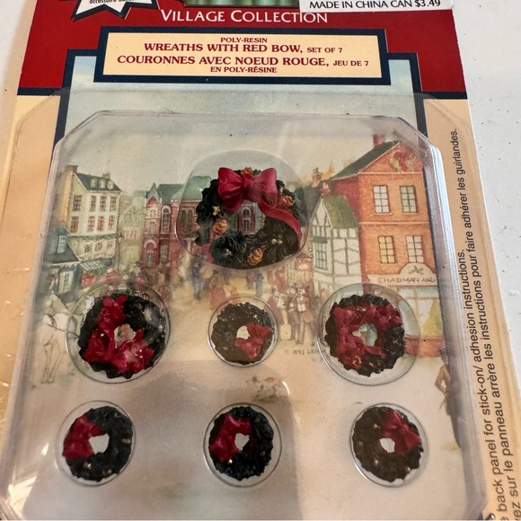 Lemax Village Collection Accessories Stick On Wreaths 7 Piece Set Vintage - Picture 2 of 7
